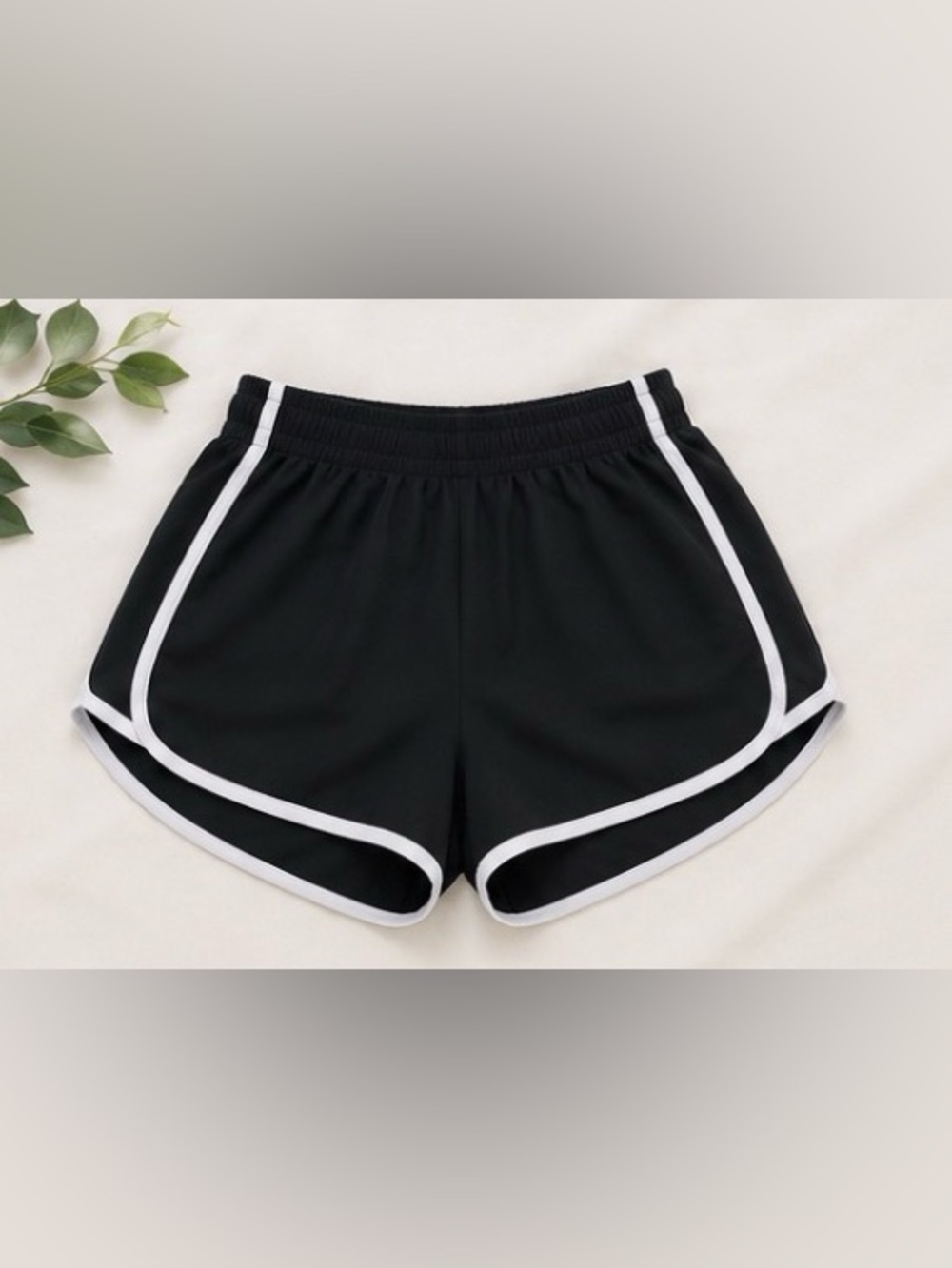 Black Contrast-Trim Women's Athletic Shorts